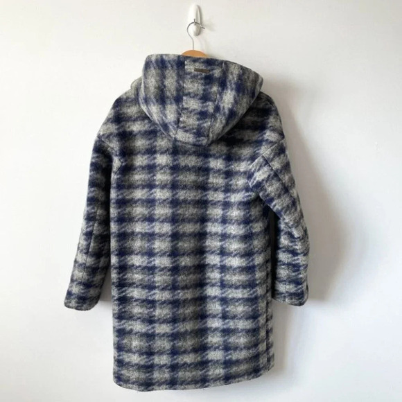 Soia & Kyo Kym Wool Blend Check Plaid Zip Jacket Hooded Coat Sz Medium - Picture 10 of 12